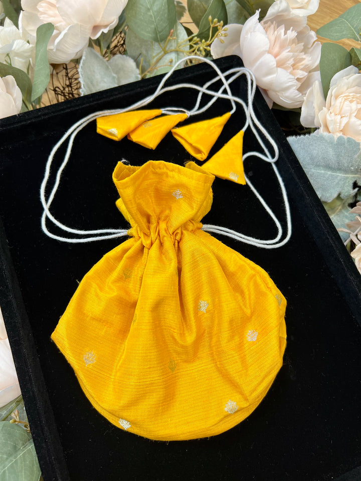 Yellow Silk Potli Bag