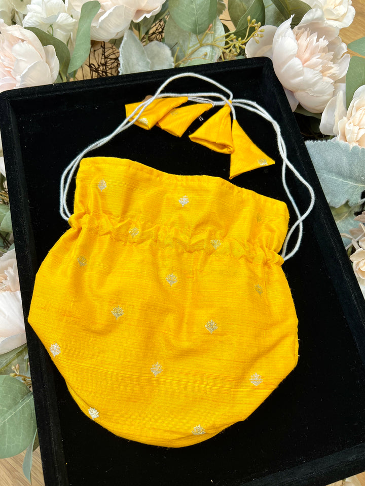Yellow Silk Potli Bag