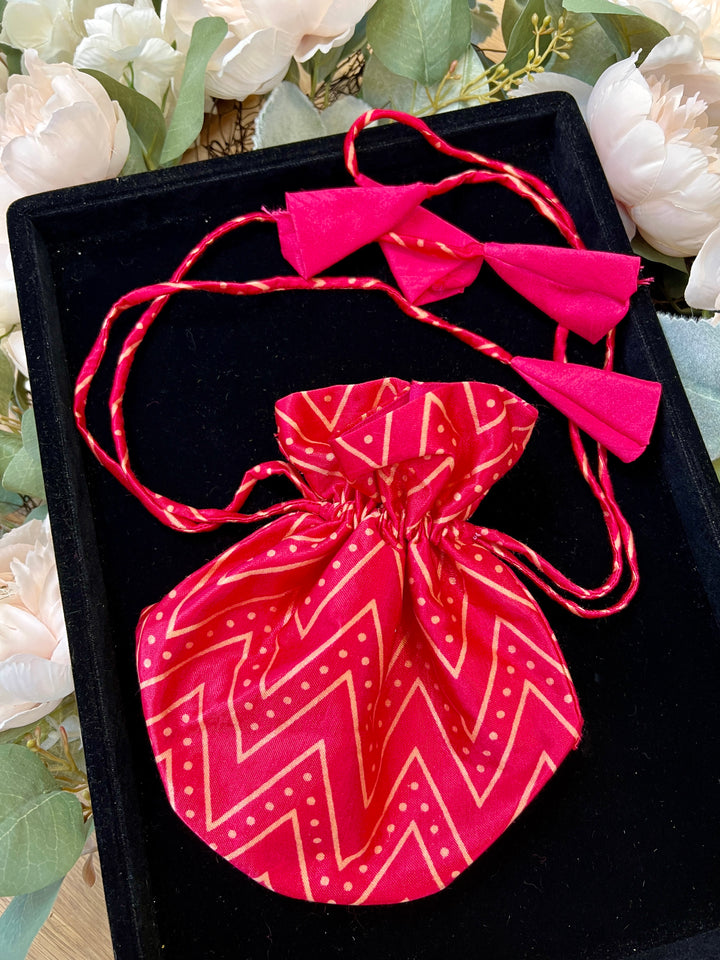 Dark Pink Silk Potli Bag