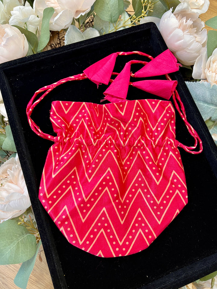 Dark Pink Silk Potli Bag