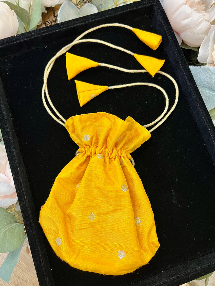 Yellow Silk Potli Bag