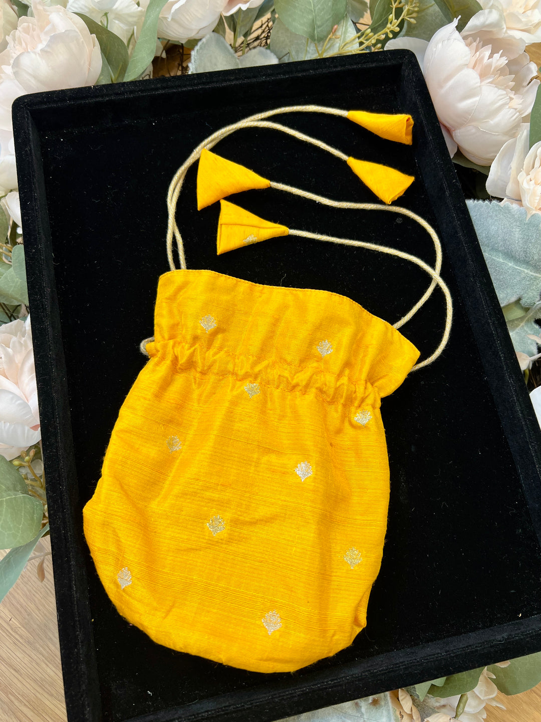 Yellow Silk Potli Bag