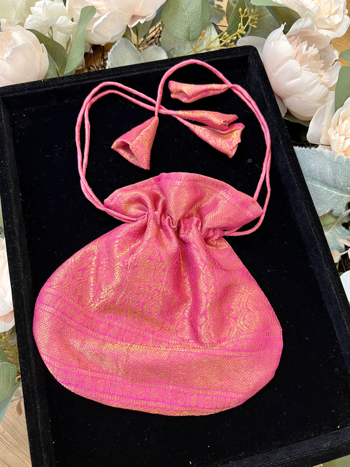 Pastel Pink Silk Potli Bag