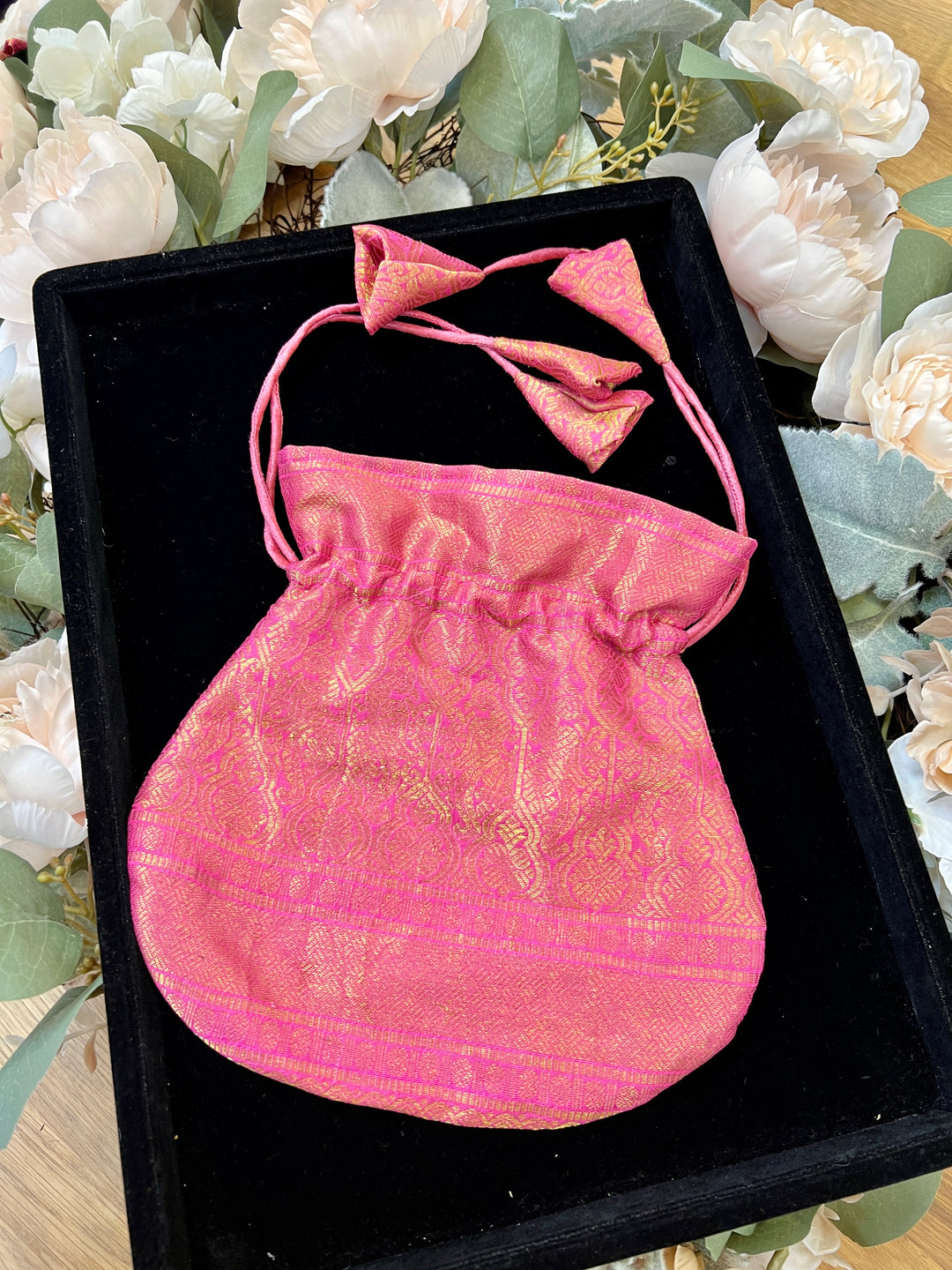 Pastel Pink Silk Potli Bag