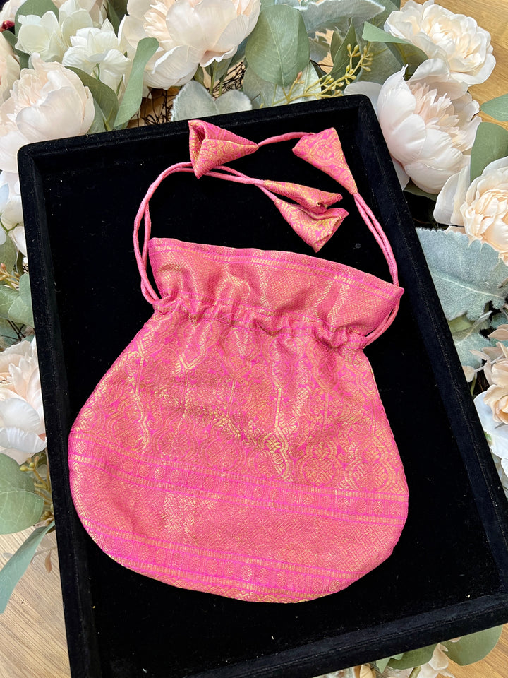 Pastel Pink Silk Potli Bag
