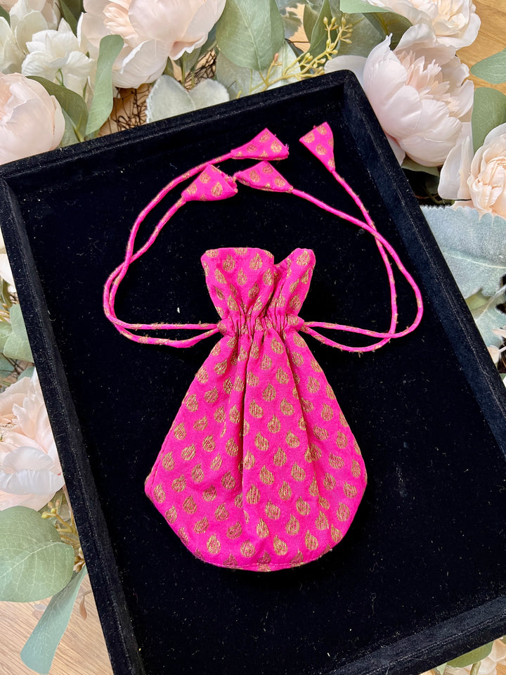 Pink Silk Potli Bag
