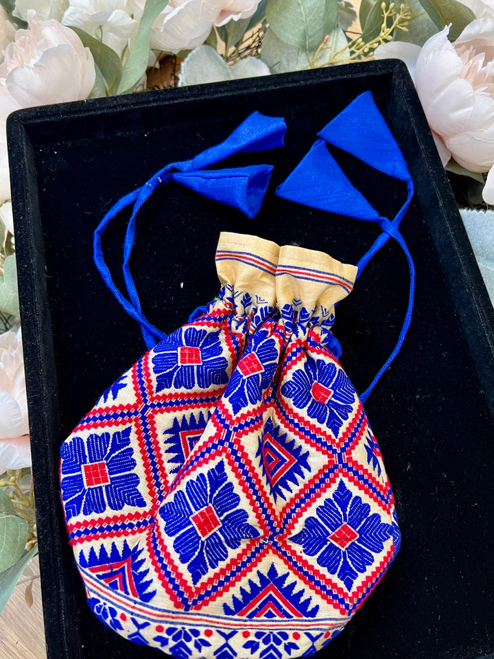 Floral Pink Silk Potli Bag