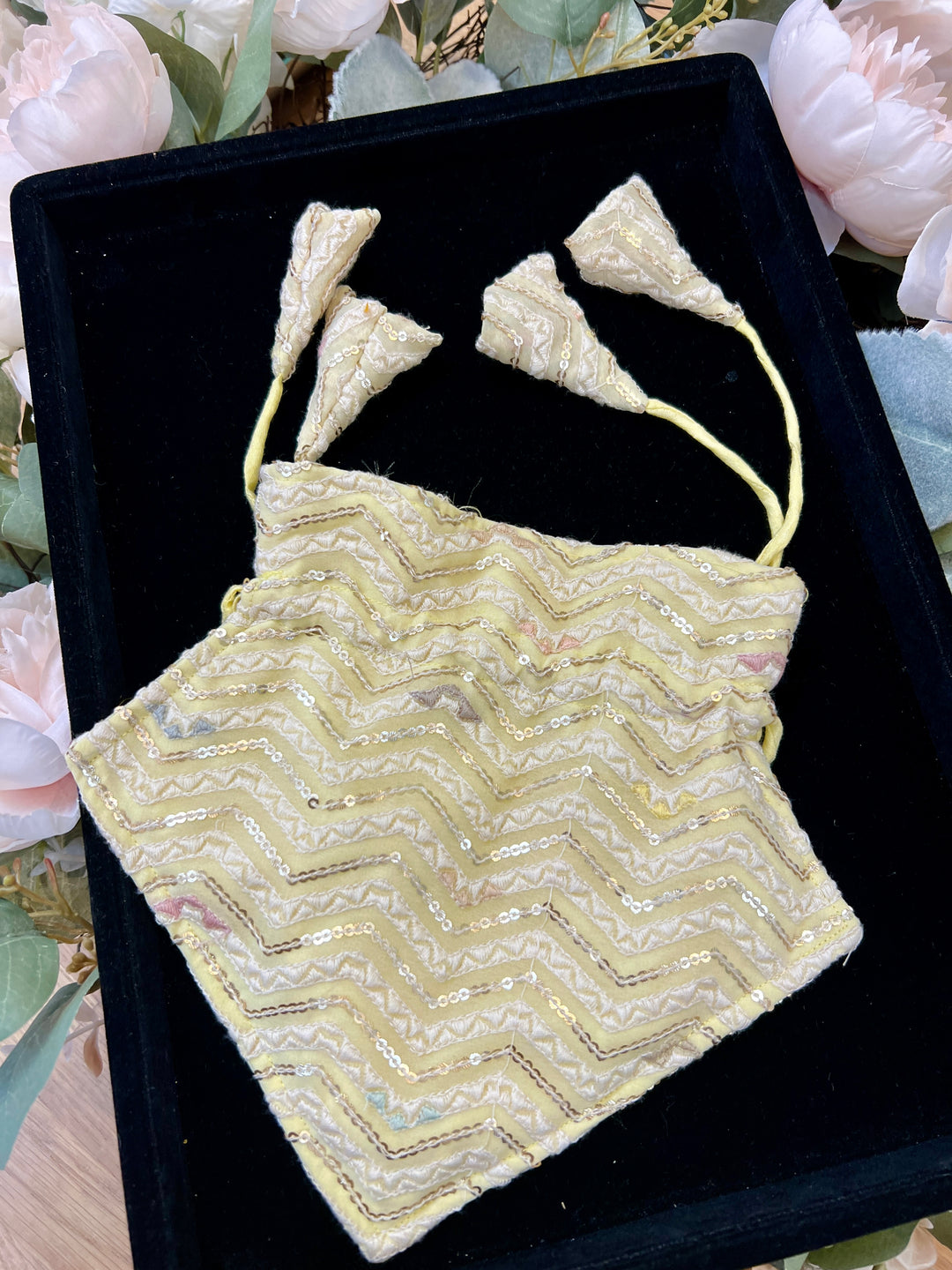 Sequins Work Pastel Yellow Potli Bag