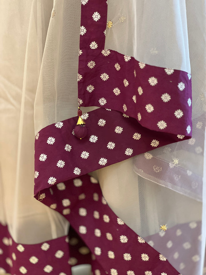 Dusty Grey And Dark Wine Lehenga Set