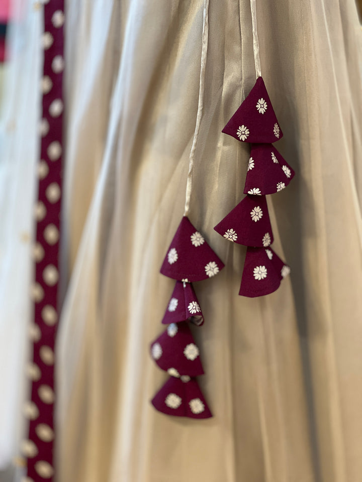 Dusty Grey And Dark Wine Lehenga Set