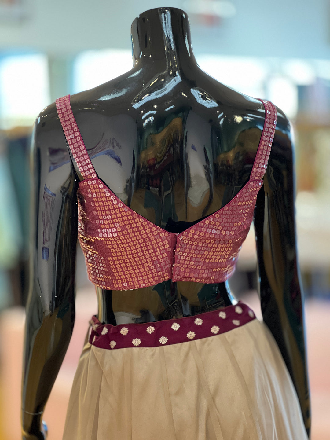 Dusty Grey And Dark Wine Lehenga Set