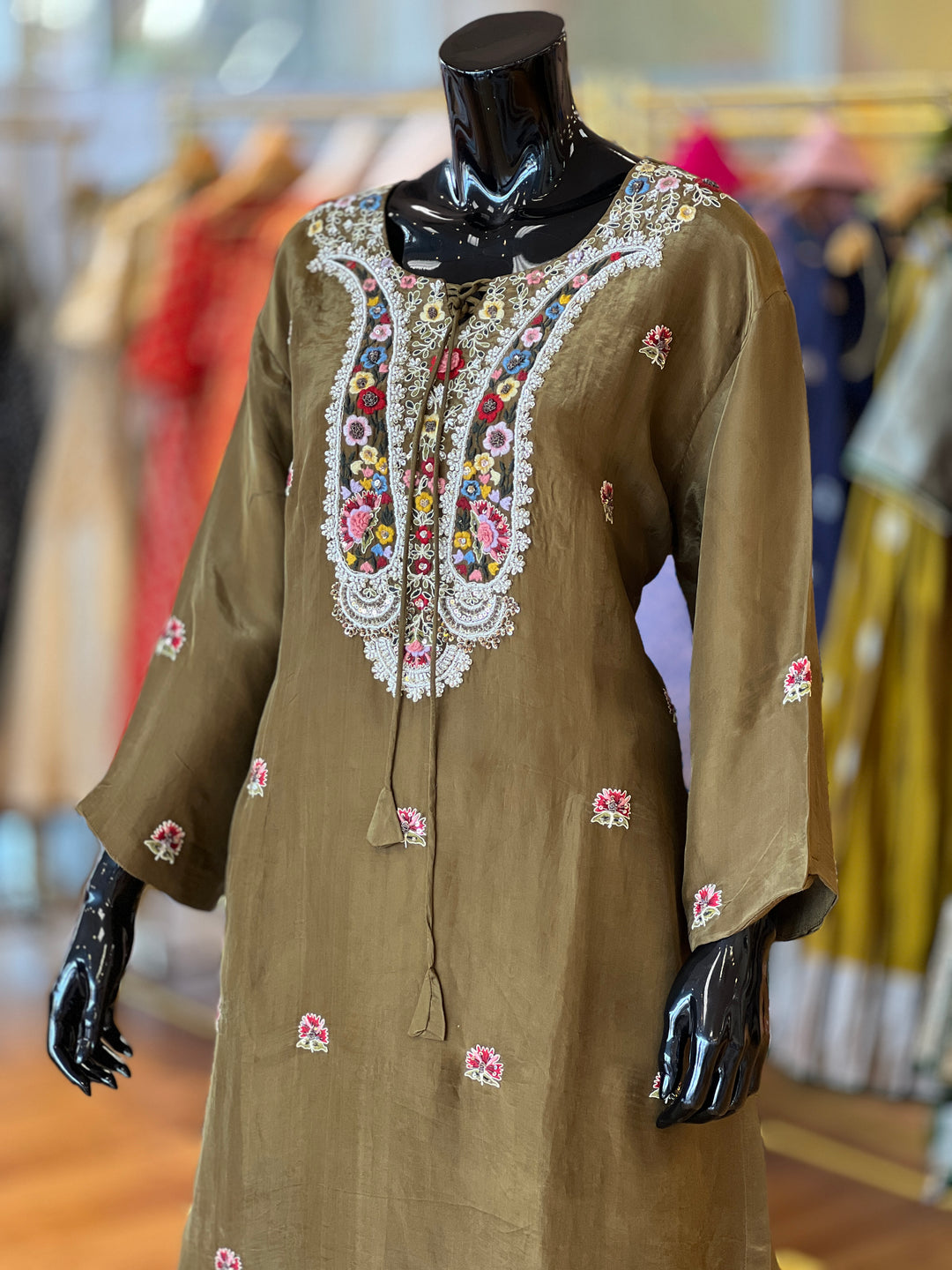 Mehendi Green Kurti Lehenga Set