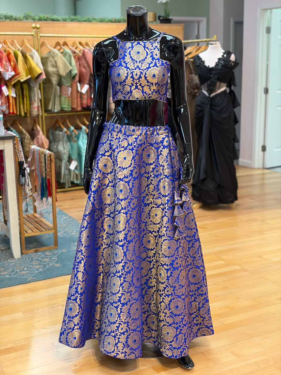 Royal-Blue Banarasi Silk Lehenga Set