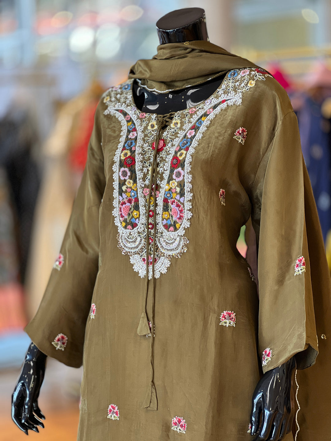 Mehendi Green Kurti Lehenga Set
