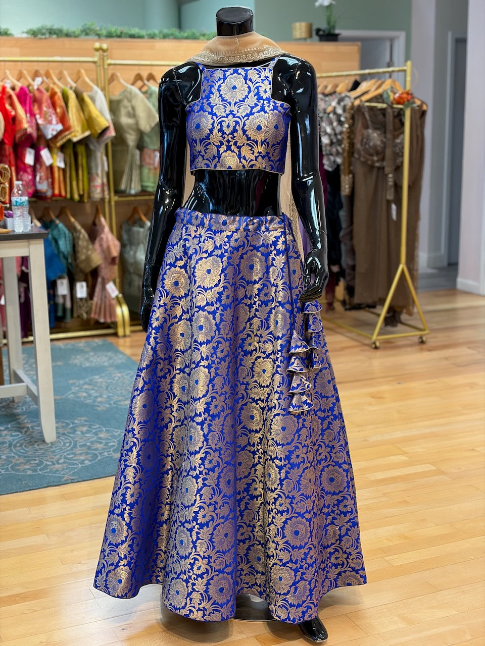 Royal-Blue Banarasi Silk Lehenga Set