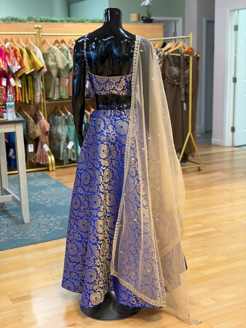 Royal-Blue Banarasi Silk Lehenga Set
