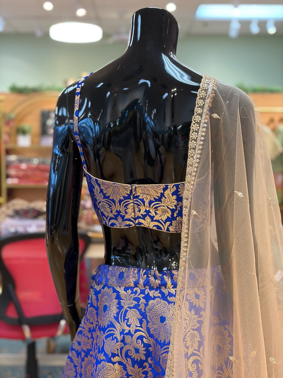 Royal-Blue Banarasi Silk Lehenga Set