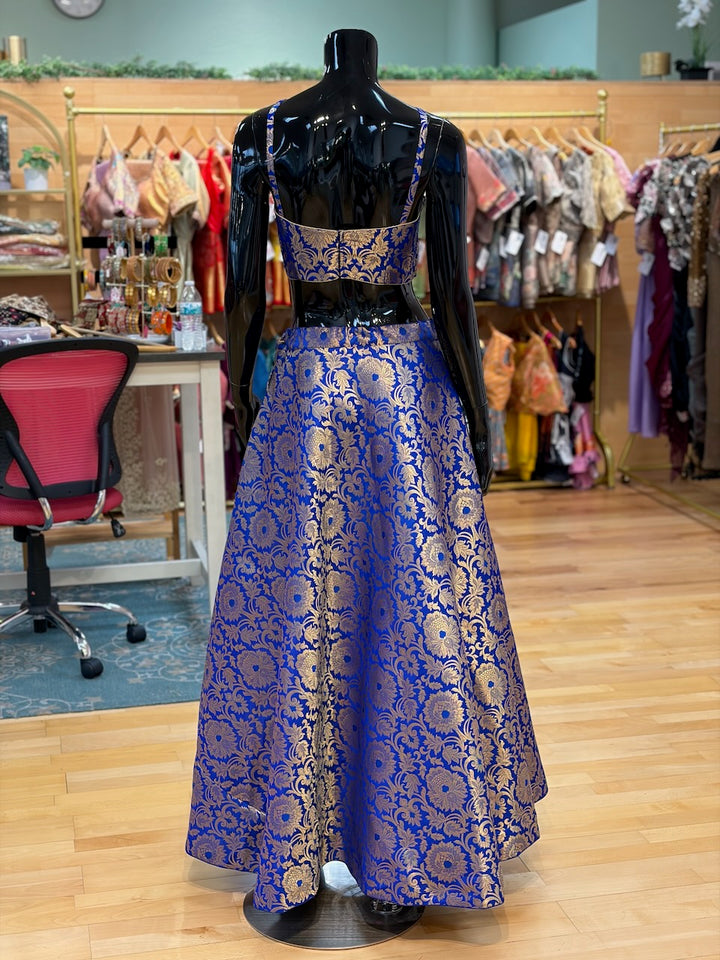 Royal-Blue Banarasi Silk Lehenga Set