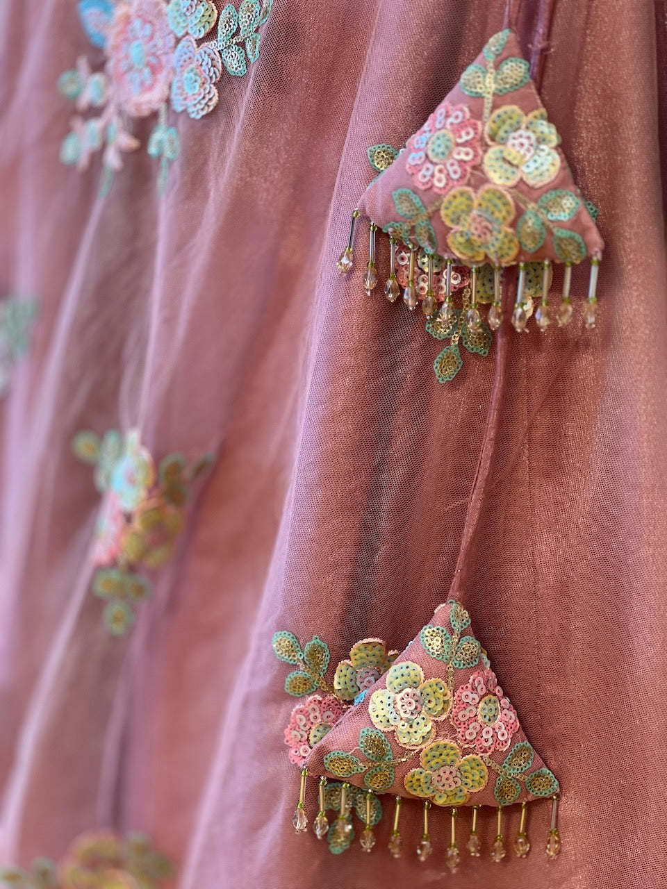 Dusty Rose Pink Embroidered Lehenga