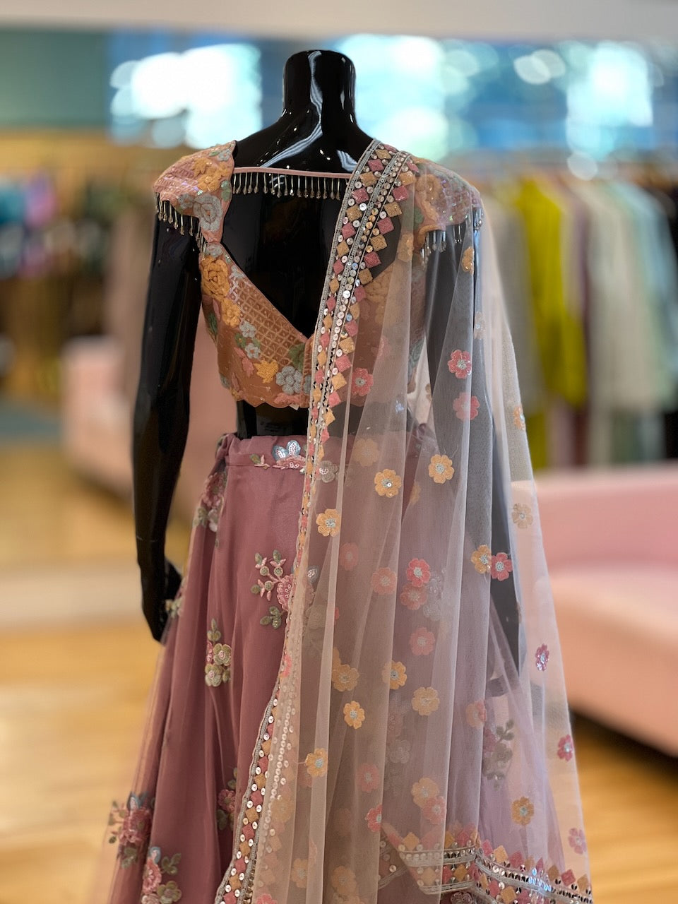 Dusty Rose Pink Embroidered Lehenga
