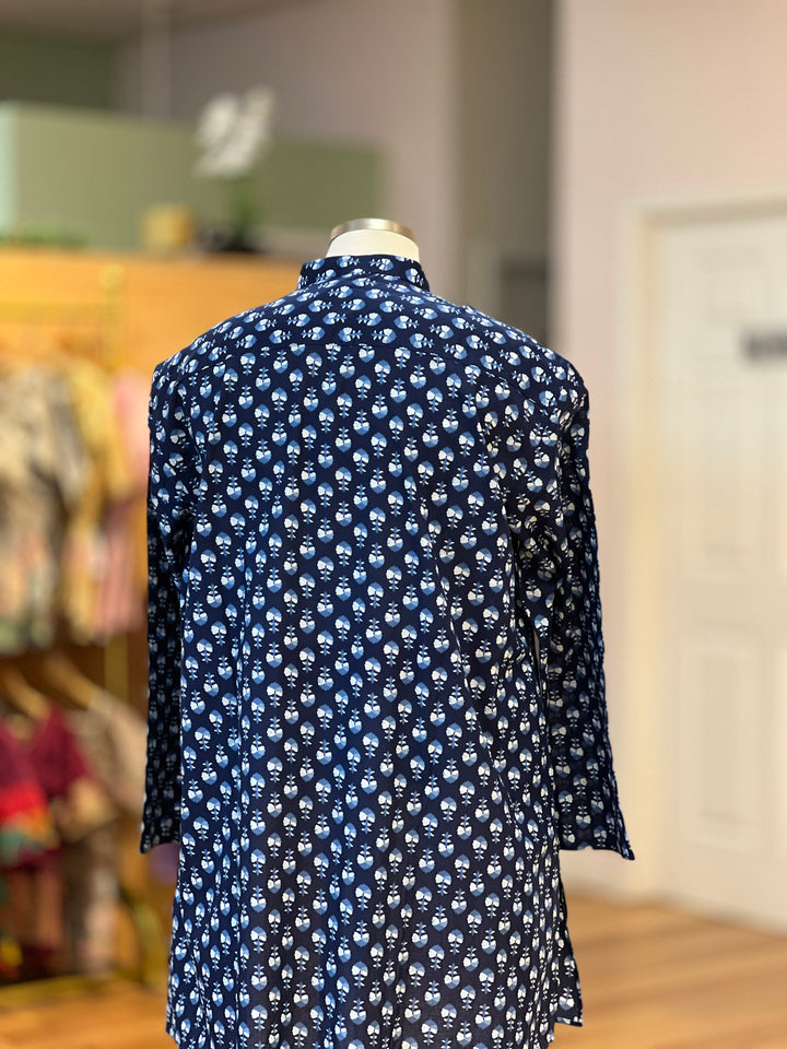 Indigo Handloom Cotton Short Kurta