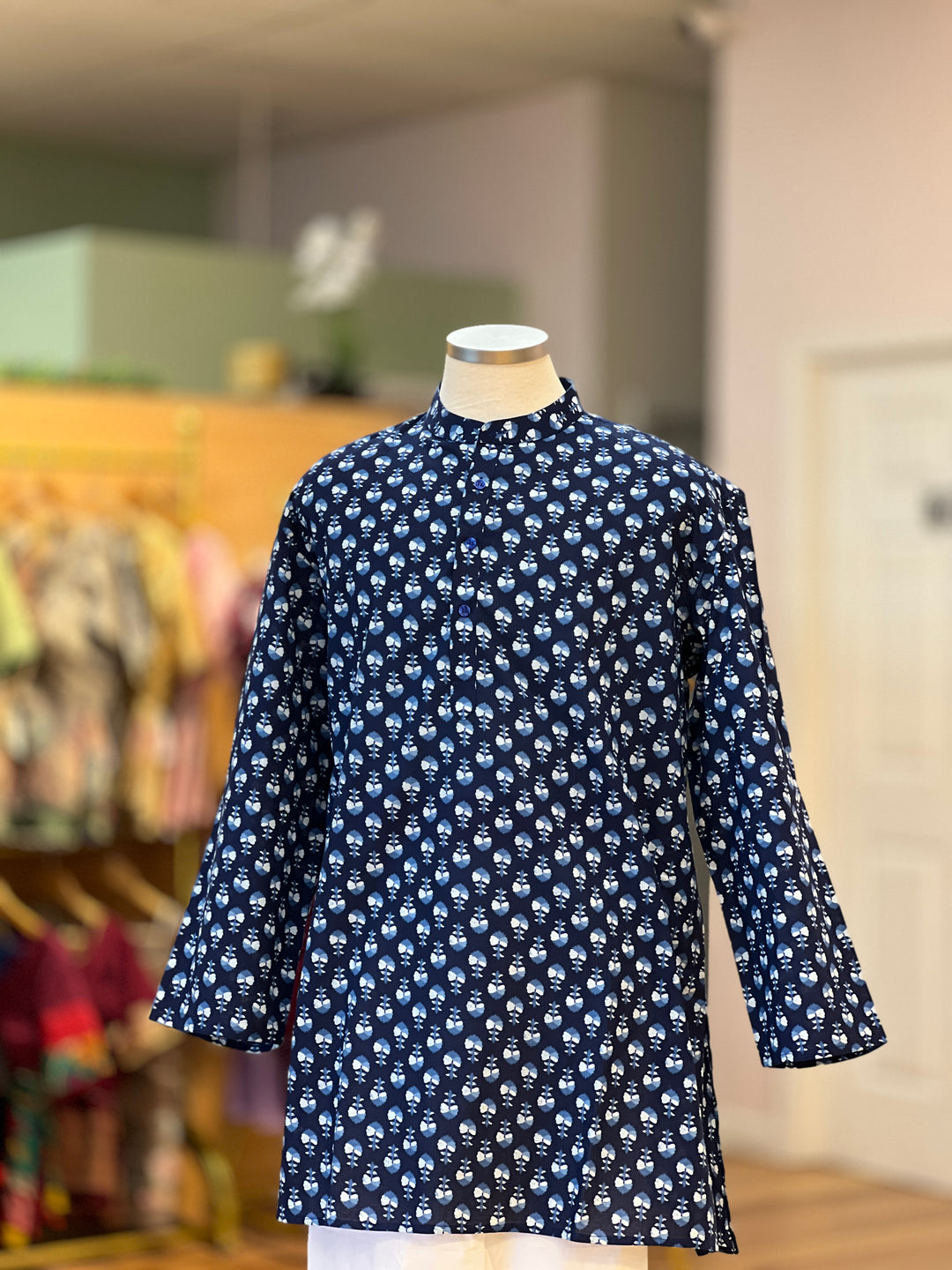Indigo Handloom Cotton Short Kurta