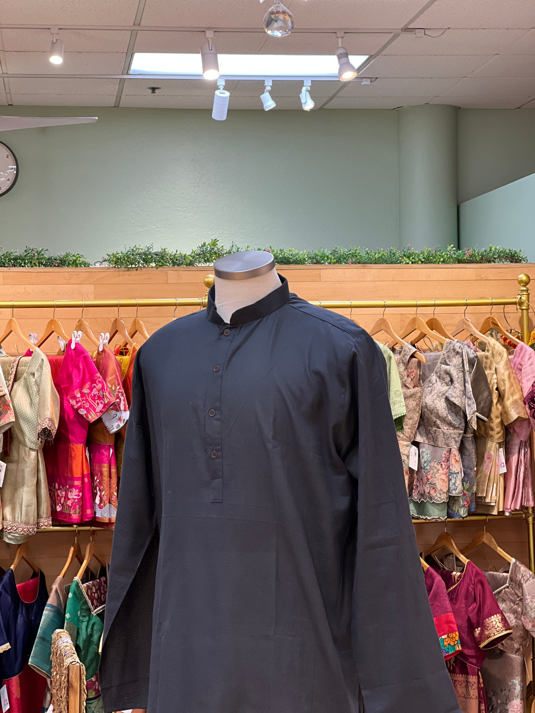 Grey Linen-Cotton Kurta - Plus Size
