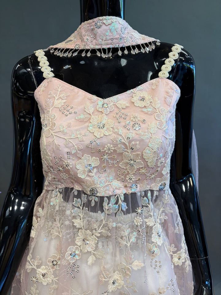 Pastel Pink and Ivory Sharara