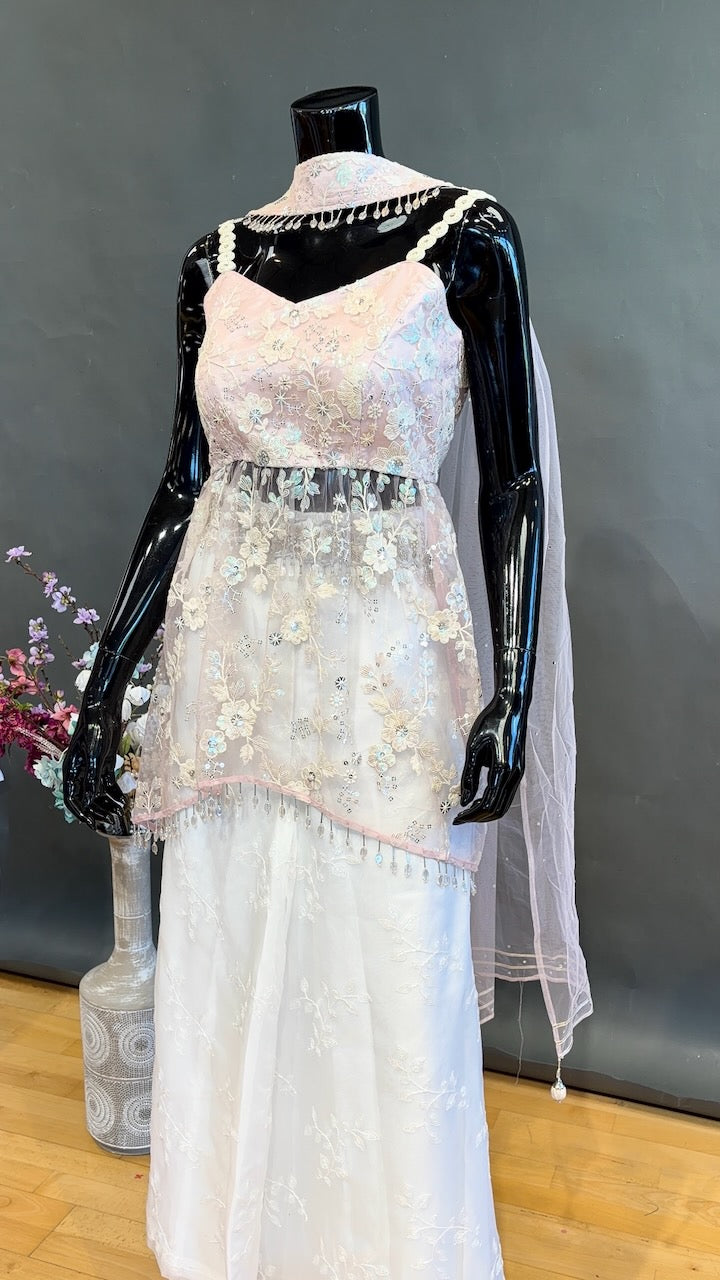 Pastel Pink and Ivory Sharara