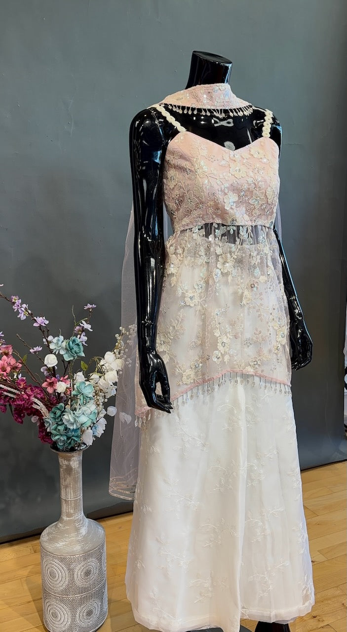 Pastel Pink and Ivory Sharara