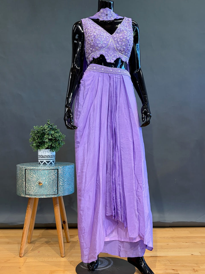 Lavender Draped-Style Skirt Set