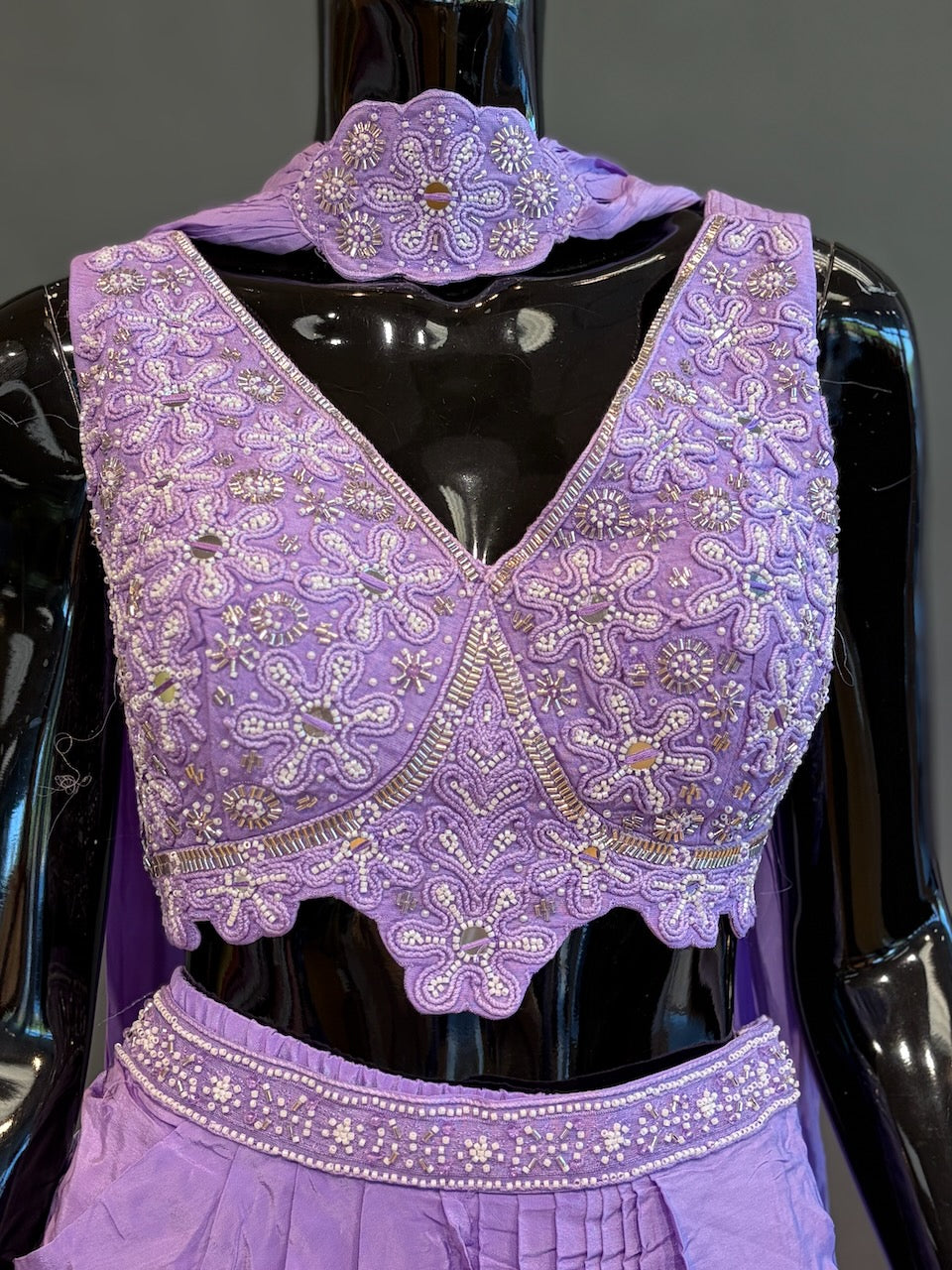 Lavender Draped-Style Skirt Set