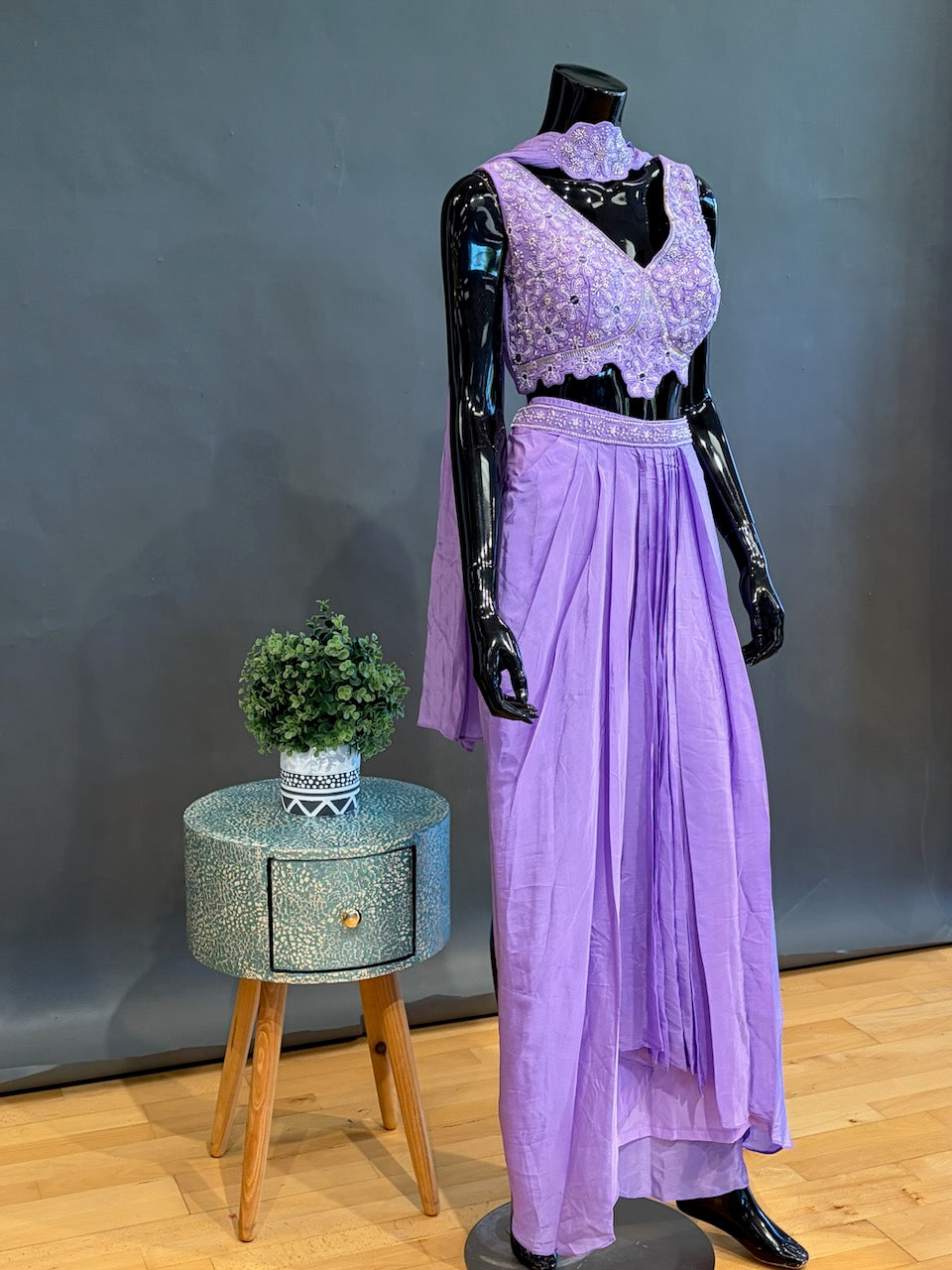 Lavender Draped-Style Skirt Set