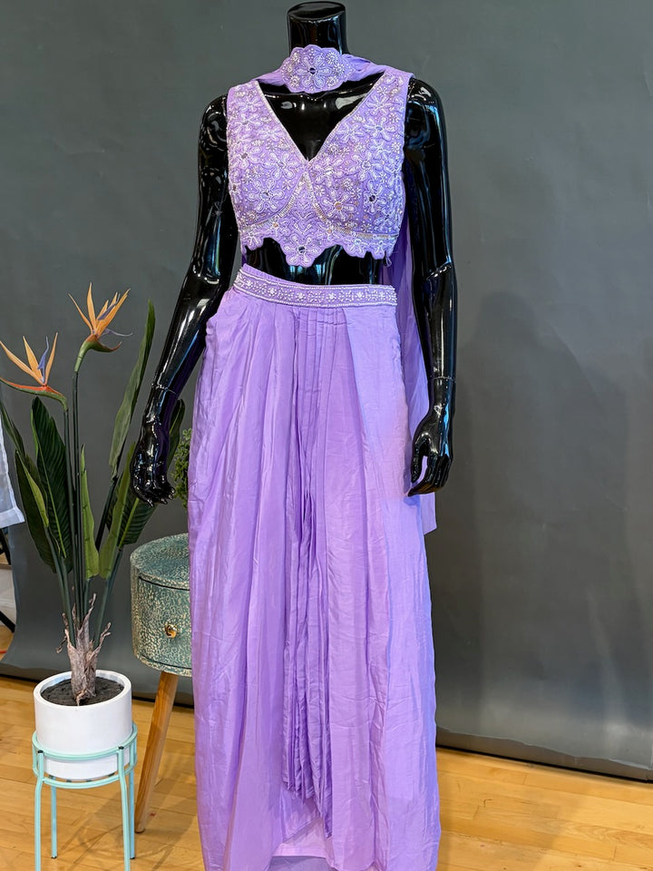 Lavender Draped-Style Skirt Set