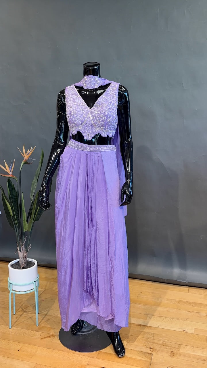Lavender Draped-Style Skirt Set