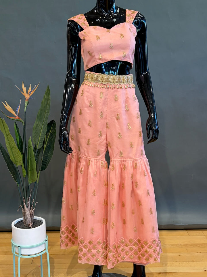 Peach Gharara Set
