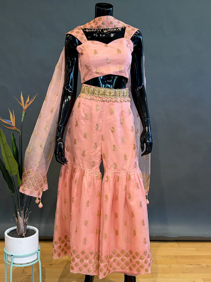 Peach Gharara Set