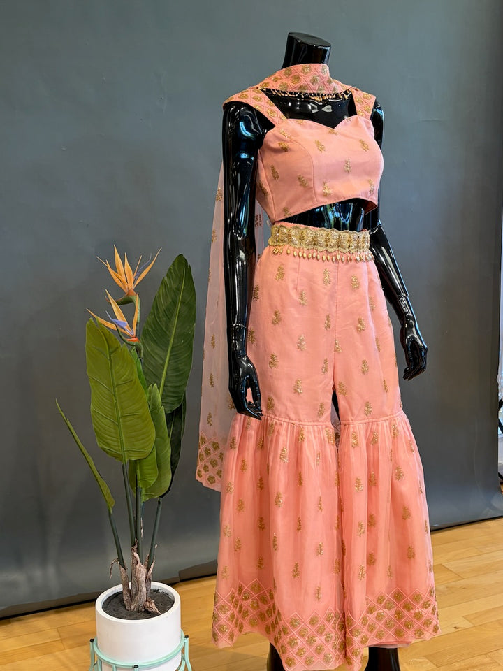 Peach Gharara Set