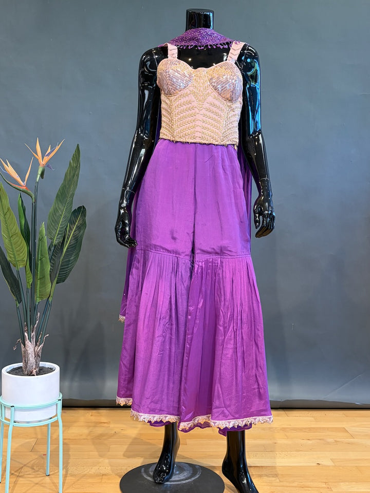 Purple and Pastel peach Gharara set