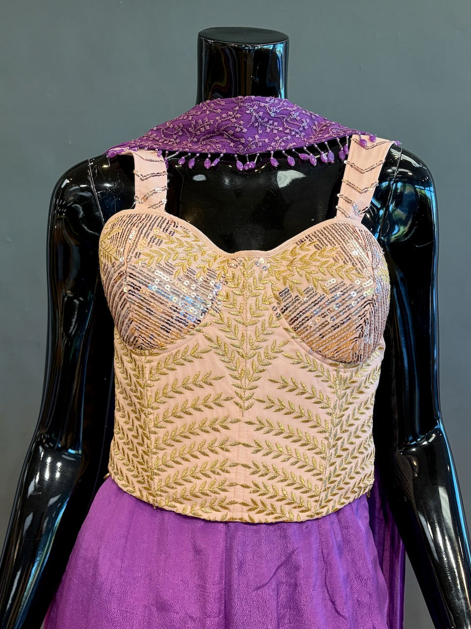 Purple and Pastel peach Gharara set