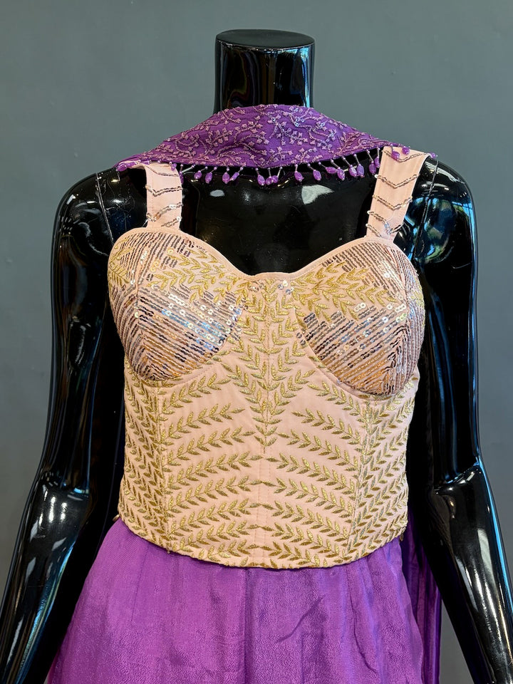 Purple and Pastel peach Gharara set