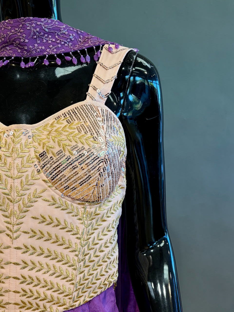 Purple and Pastel peach Gharara set