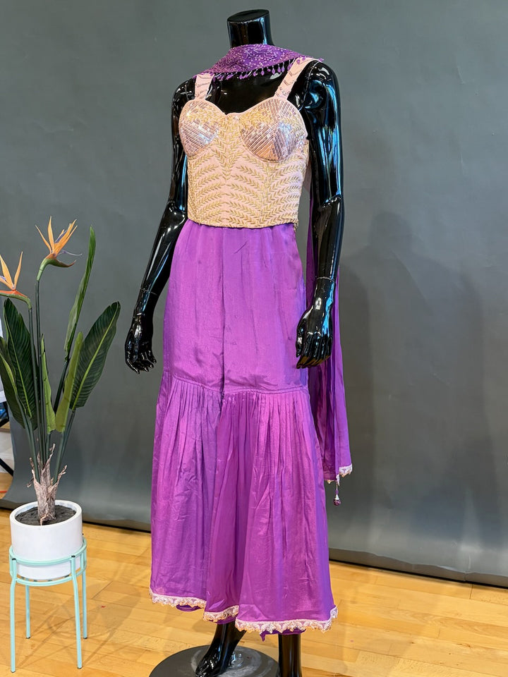Purple and Pastel peach Gharara set