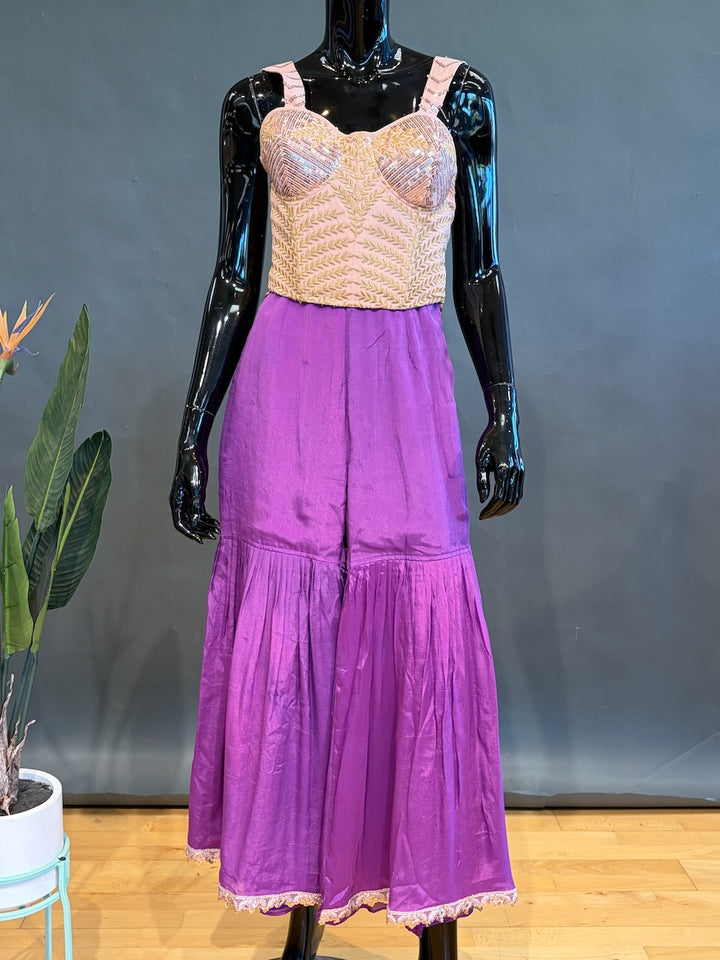 Purple and Pastel peach Gharara set