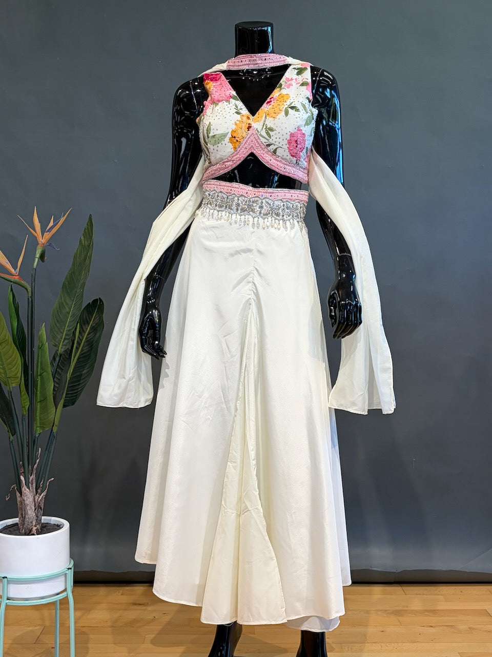 Ivory floral print Sharara Set