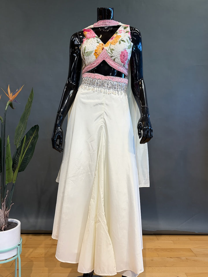 Ivory floral print Sharara Set