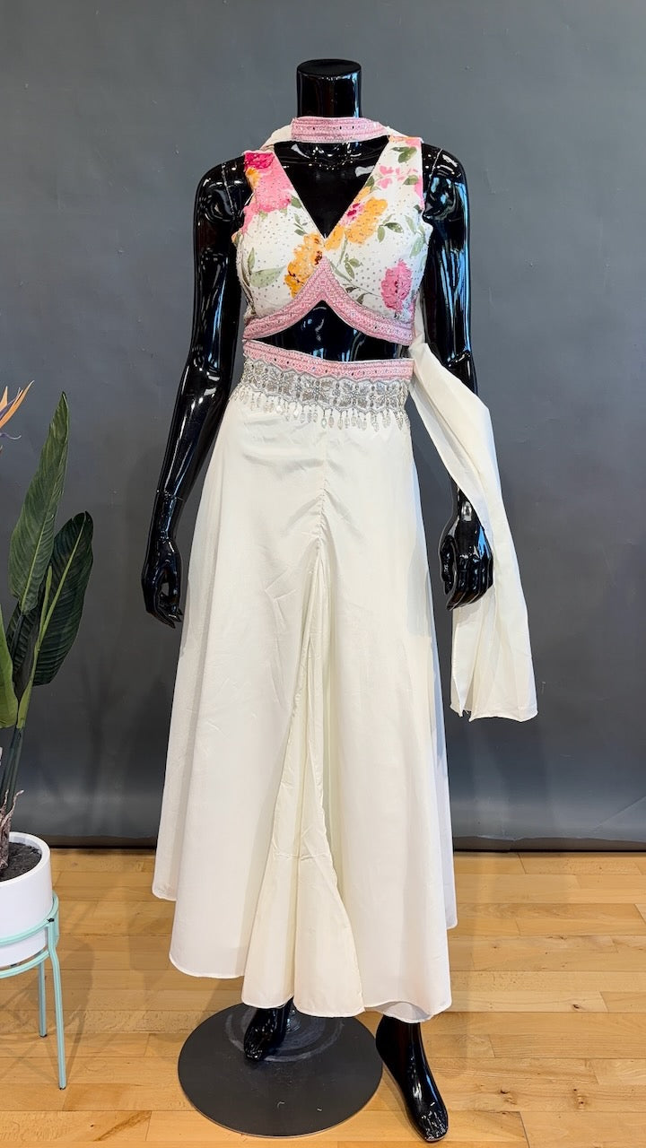 Ivory floral print Sharara Set