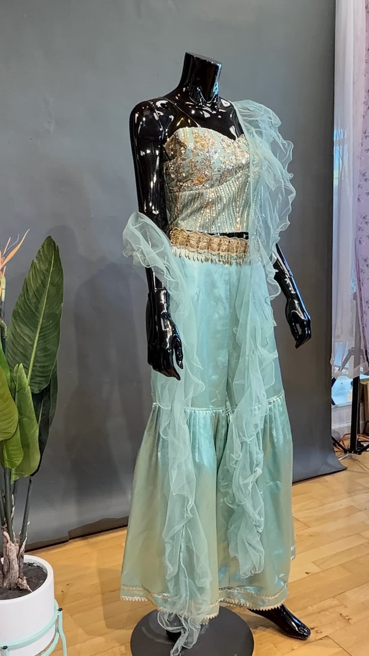 Mint-Blue Gharara Set