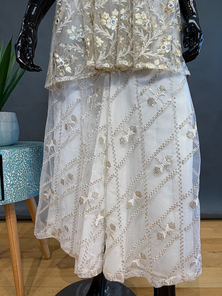 Ivory and White Sharara Set