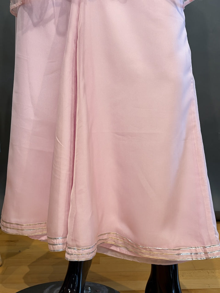 Baby-Pink Sharara with Silver Sequins Embroidery